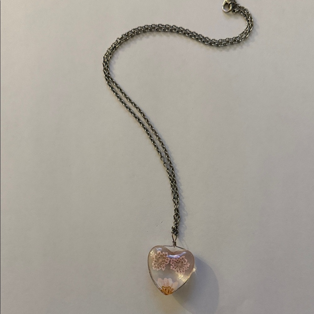 Heart Pendant Necklace with Pink and Gold Accents
